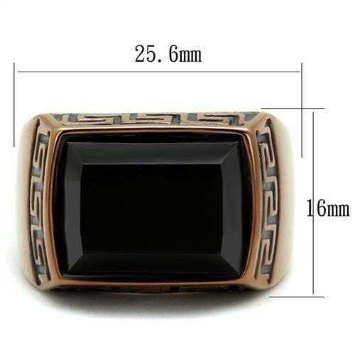 TK3014 - IP Coffee light Stainless Steel Ring with Synthetic Onyx in Jet - Alamode - Flyclothing LLC