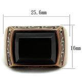 TK3014 - IP Coffee light Stainless Steel Ring with Synthetic Onyx in Jet - Alamode
