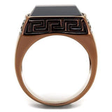 TK3014 - IP Coffee light Stainless Steel Ring with Synthetic Onyx in Jet - Alamode
