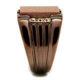 TK3015 - IP Coffee light Stainless Steel Ring with Semi-Precious Gold Sand Stone in Siam - Alamode - Flyclothing LLC