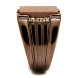 TK3015 - IP Coffee light Stainless Steel Ring with Semi-Precious Gold Sand Stone in Siam - Alamode