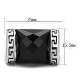 TK3016 - High polished (no plating) Stainless Steel Ring with Synthetic Onyx in Jet