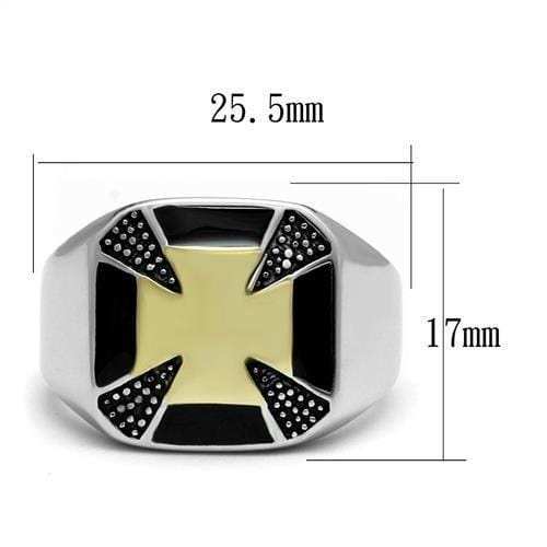 TK3019 - Two-Tone IP Gold (Ion Plating) Stainless Steel Ring with Epoxy in Jet - Alamode - Flyclothing LLC
