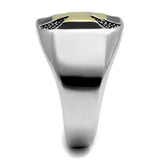 TK3019 - Two-Tone IP Gold (Ion Plating) Stainless Steel Ring with Epoxy in Jet - Alamode - Flyclothing LLC