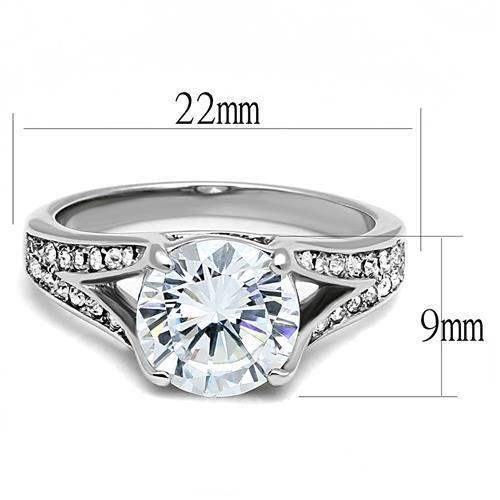 TK3020 - High polished (no plating) Stainless Steel Ring with AAA Grade CZ in Clear - Alamode - Flyclothing LLC