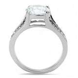 TK3020 - High polished (no plating) Stainless Steel Ring with AAA Grade CZ in Clear - Alamode - Flyclothing LLC