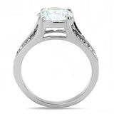 TK3020 - High polished (no plating) Stainless Steel Ring with AAA Grade CZ  in Clear - Alamode