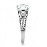 TK3020 - High polished (no plating) Stainless Steel Ring with AAA Grade CZ in Clear - Alamode - Flyclothing LLC