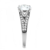 TK3020 - High polished (no plating) Stainless Steel Ring with AAA Grade CZ  in Clear - Alamode
