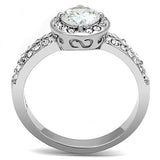 TK3021 - High polished (no plating) Stainless Steel Ring with AAA Grade CZ  in Clear - Alamode