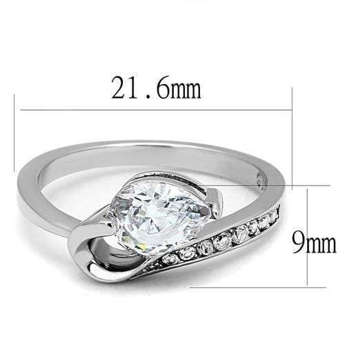 TK3022 - High polished (no plating) Stainless Steel Ring with AAA Grade CZ in Clear - Alamode - Flyclothing LLC