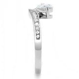 TK3022 - High polished (no plating) Stainless Steel Ring with AAA Grade CZ  in Clear - Alamode
