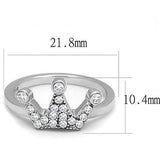 TK3024 - High polished (no plating) Stainless Steel Ring with AAA Grade CZ  in Clear - Alamode