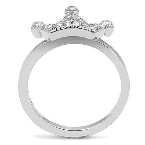 TK3024 - High polished (no plating) Stainless Steel Ring with AAA Grade CZ in Clear - Alamode - Flyclothing LLC