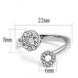 TK3025 - High polished (no plating) Stainless Steel Ring with Top Grade Crystal in Clear - Alamode - Flyclothing LLC