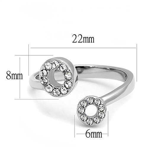 TK3025 - High polished (no plating) Stainless Steel Ring with Top Grade Crystal in Clear - Alamode - Flyclothing LLC