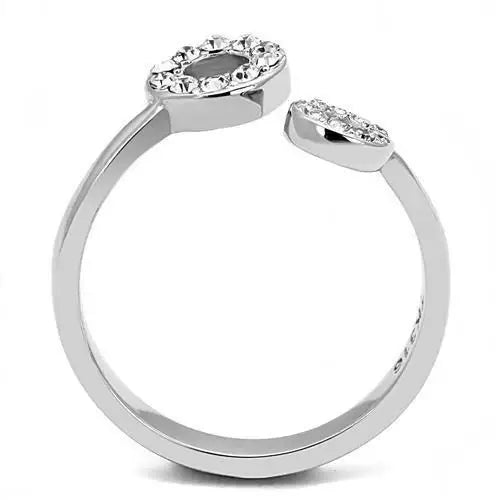 TK3025 - High polished (no plating) Stainless Steel Ring with Top Grade Crystal in Clear - Alamode - Flyclothing LLC