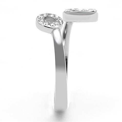 TK3025 - High polished (no plating) Stainless Steel Ring with Top Grade Crystal in Clear - Alamode - Flyclothing LLC