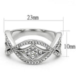 TK3027 - High polished (no plating) Stainless Steel Ring with Top Grade Crystal  in Clear - Alamode