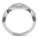 TK3027 - High polished (no plating) Stainless Steel Ring with Top Grade Crystal in Clear - Alamode - Flyclothing LLC