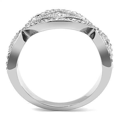 TK3027 - High polished (no plating) Stainless Steel Ring with Top Grade Crystal in Clear - Alamode - Flyclothing LLC