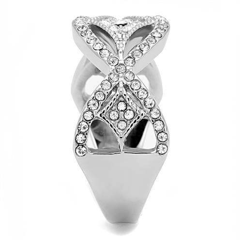 TK3027 - High polished (no plating) Stainless Steel Ring with Top Grade Crystal in Clear - Alamode - Flyclothing LLC