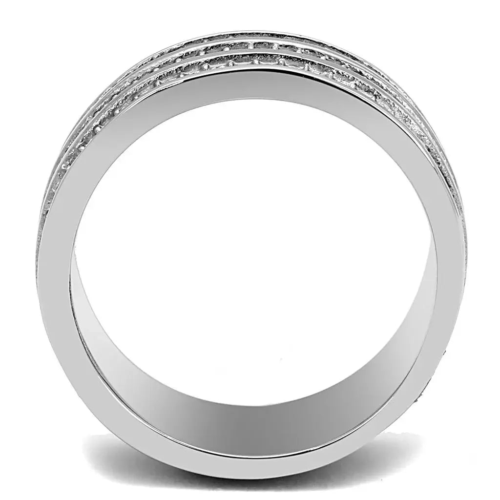 TK3028 - High polished (no plating) Stainless Steel Ring with Top Grade Crystal in Clear - Alamode - Flyclothing LLC