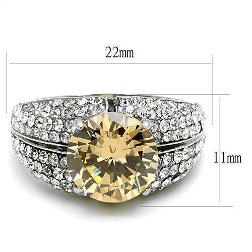 TK3031 - High polished (no plating) Stainless Steel Ring with AAA Grade CZ in Champagne - Alamode - Flyclothing LLC