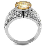 TK3031 - High polished (no plating) Stainless Steel Ring with AAA Grade CZ  in Champagne - Alamode