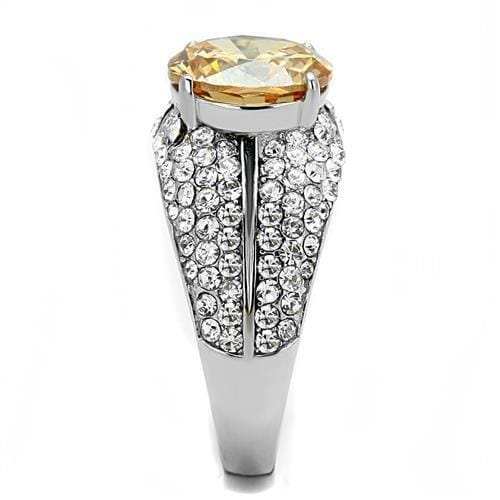 TK3031 - High polished (no plating) Stainless Steel Ring with AAA Grade CZ in Champagne - Alamode - Flyclothing LLC