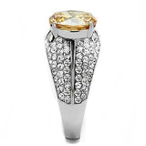 TK3031 - High polished (no plating) Stainless Steel Ring with AAA Grade CZ  in Champagne - Alamode