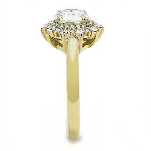 TK3035 - IP Gold(Ion Plating) Stainless Steel Ring with AAA Grade CZ in Clear - Alamode - Flyclothing LLC