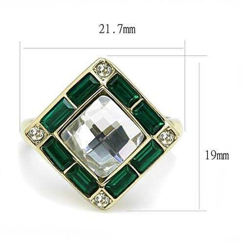 TK3036 - IP Gold(Ion Plating) Stainless Steel Ring with Synthetic Synthetic Glass in Clear - Alamode - Flyclothing LLC
