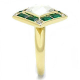 TK3036 - IP Gold(Ion Plating) Stainless Steel Ring with Synthetic Synthetic Glass in Clear - Alamode - Flyclothing LLC