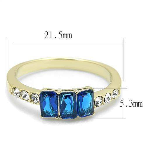 TK3037 - IP Gold(Ion Plating) Stainless Steel Ring with Synthetic Synthetic Glass in Montana - Alamode - Flyclothing LLC