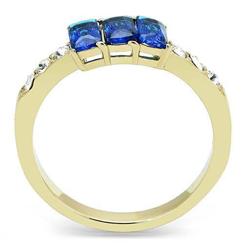 TK3037 - IP Gold(Ion Plating) Stainless Steel Ring with Synthetic Synthetic Glass in Montana - Alamode - Flyclothing LLC