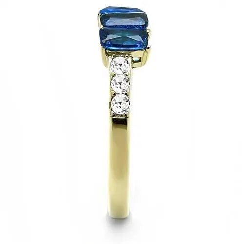 TK3037 - IP Gold(Ion Plating) Stainless Steel Ring with Synthetic Synthetic Glass in Montana - Alamode - Flyclothing LLC