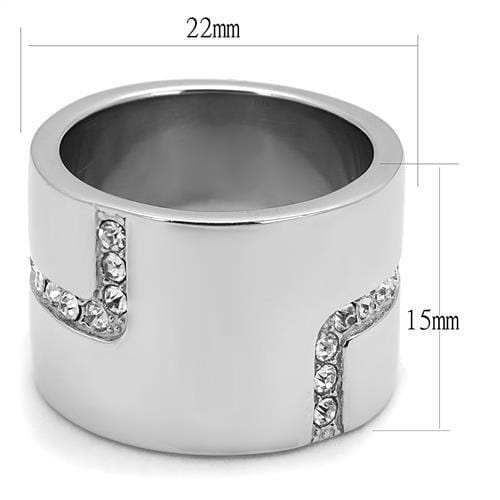 TK3040 - High polished (no plating) Stainless Steel Ring with Top Grade Crystal in Clear - Alamode - Flyclothing LLC