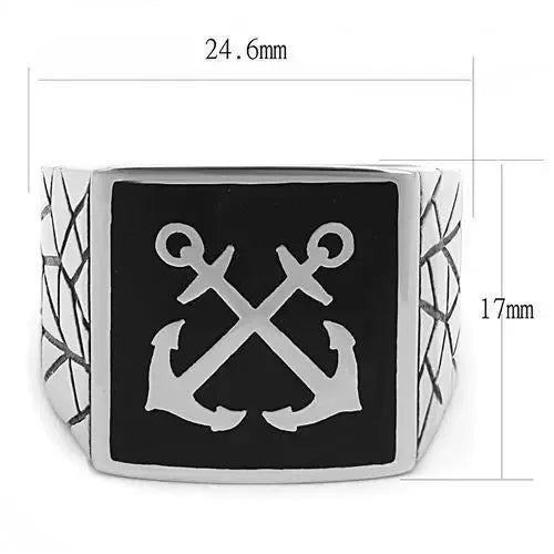TK3041 - High polished (no plating) Stainless Steel Ring with Epoxy in Jet - Alamode - Flyclothing LLC