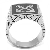 TK3041 - High polished (no plating) Stainless Steel Ring with Epoxy  in Jet - Alamode