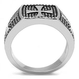 TK3045 - High polished (no plating) Stainless Steel Ring with Epoxy  in Jet - Alamode