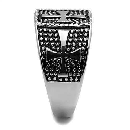 TK3045 - High polished (no plating) Stainless Steel Ring with Epoxy in Jet - Alamode - Flyclothing LLC