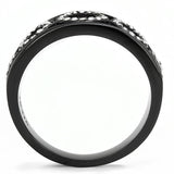 TK3046 - IP Black(Ion Plating) Stainless Steel Ring with Top Grade Crystal  in Clear - Alamode