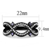 TK3047 - IP Black(Ion Plating) Stainless Steel Ring with AAA Grade CZ  in Amethyst - Alamode