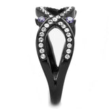 TK3047 - IP Black(Ion Plating) Stainless Steel Ring with AAA Grade CZ  in Amethyst - Alamode