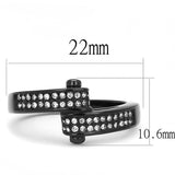 TK3049 - IP Black(Ion Plating) Stainless Steel Ring with Top Grade Crystal  in Clear - Alamode