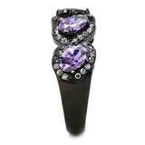 TK3051 - IP Black(Ion Plating) Stainless Steel Ring with AAA Grade CZ in Amethyst - Alamode - Flyclothing LLC