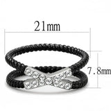 TK3053 - Two-Tone IP Black (Ion Plating) Stainless Steel Ring with Top Grade Crystal in Clear - Alamode - Flyclothing LLC