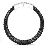 TK3053 - Two-Tone IP Black (Ion Plating) Stainless Steel Ring with Top Grade Crystal  in Clear