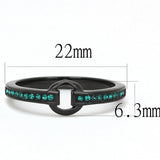 TK3055 - IP Black(Ion Plating) Stainless Steel Ring with Top Grade Crystal  in Emerald - Alamode